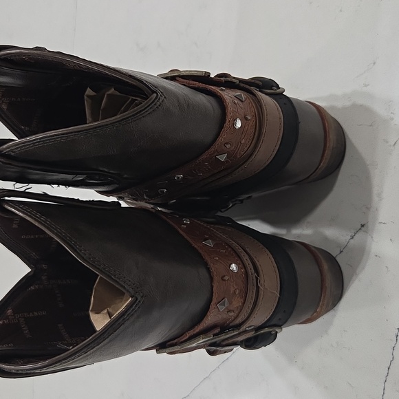 Durango Brown and Black Western Ankle Booties Sz8 Gentle Used All Man Made Mater - Picture 8 of 13